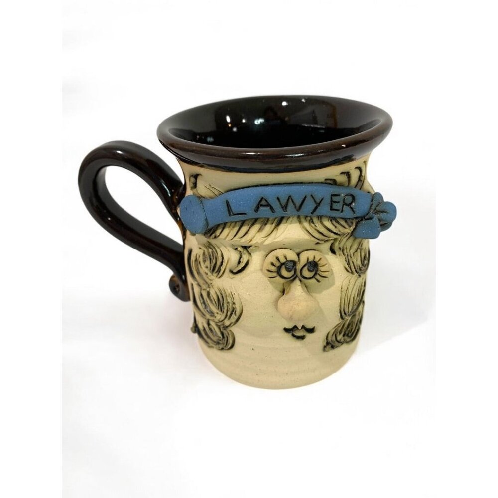 Bradford Pottery Face Ugly Mug Lawyer Female Signed